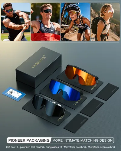 Vista 7 de Lentes de sol deportivos polarizados para hombres y mujeres, lentes UV400 de una sola pieza, para béisbol, correr, ciclismo, pesca