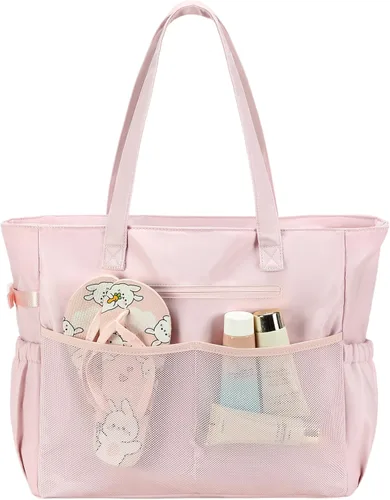 Vista 35 de Bluboon - Bolsa de playa impermeable para mujer, extra grande, con compartimento húmedo, para llevar de fin de semana, bolsa de piscina para viajes