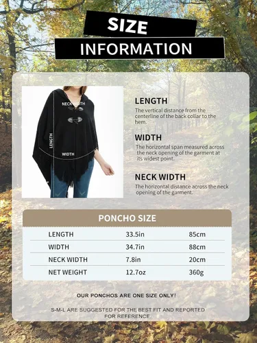 Vista 5 de Ferand Poncho de ajuste holgado para mujer con elegantes botones de cuerno, cuello en V y dobladillo en V