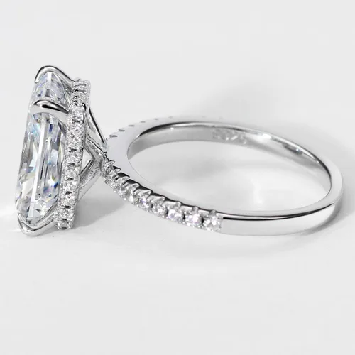 Vista 5 de michooyel S925 - Anillo de compromiso de circonita cúbica de corte radiante de 4 quilates anillo de compromiso de boda de plata de ley para mujer