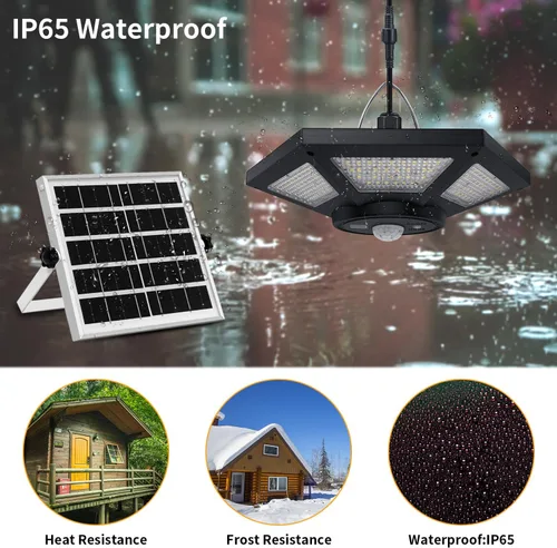 Vista 7 de Luz solar de cobertizo para interiores y exteriores, luces colgantes diurnas de trabajo con 5 modos de iluminación y 3 temporizadores, 180 LED