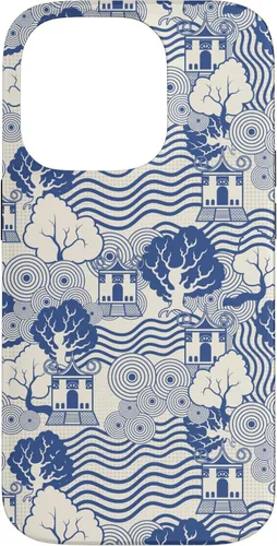 Vista 15 de Blue Pagoda Chinoiserie Pattern Case for iPhone 17