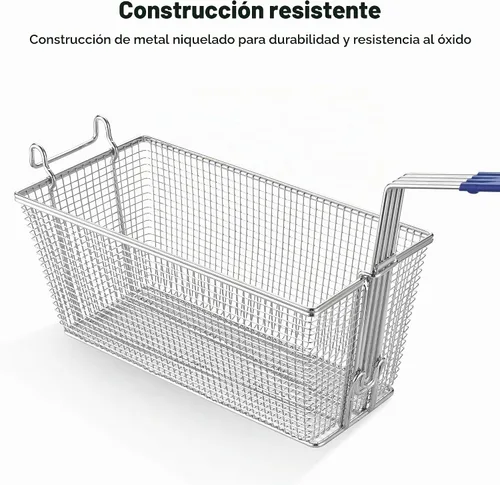 Vista 6 de WeChef - 2 cestas para freidoras profundas con mango antideslizante de 13 x 6 5/16 x 5 7/8 pulgadas