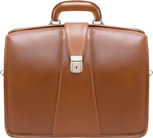 Vista 4 de Mcklein USA Harrison, cuero de vaca de grano superior, maletín para laptop Partners de cuero de 17 pulgadas, marrón