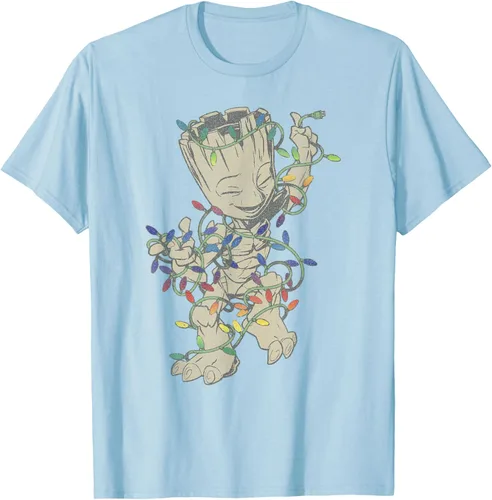 Vista 35 de Marvel Camiseta de luces navideñas Guardians Of The Galaxy Groot, Negro, S