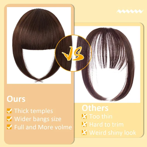 Vista 4 de Flequillo de pelo con clip, flequillo de pelo falso, fleco sintético con sienes, extensiones de cabello para mujer, extensiones de cabello para uso