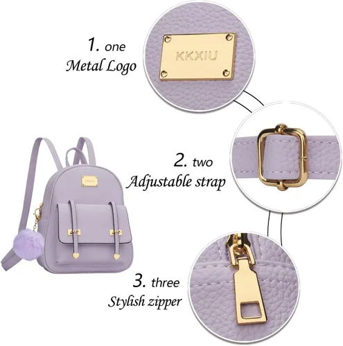 Vista 3 de KKXIU Mochila pequeña para mujer, bolso convertible de cuero para mujer