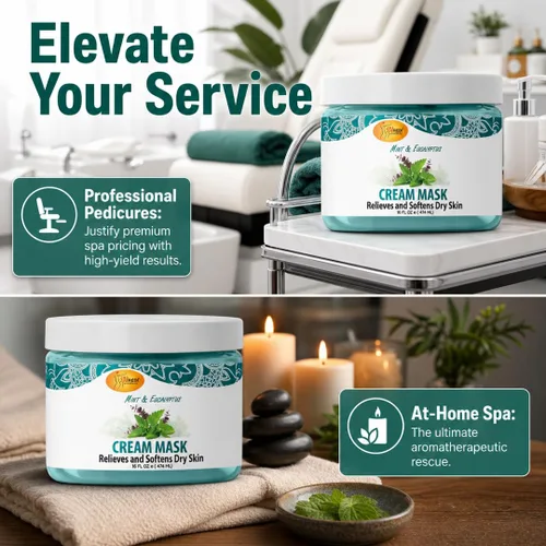 Vista 6 de SPA REDI Máscara de crema para pies y cuerpo, tratamiento refrescante de menta y eucalipto para talones agrietados y piel seca Ácido hialurónico