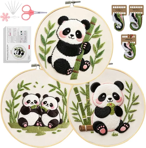 Vista 15 de Santune Paquete de 4 kits de bordado para principiantes, kits de punto de cruz y punto de aguja para adultos, juegos de punto con patrón de abeja