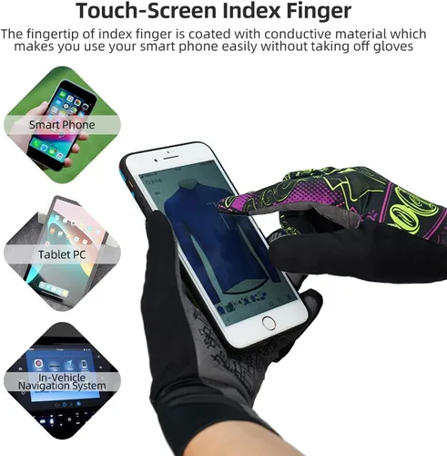 Vista 5 de Darevie Guantes de ciclismo, guantes de ciclismo para hombres y mujeres, con pantalla táctil, guantes de bicicleta de montaña con dedo completo