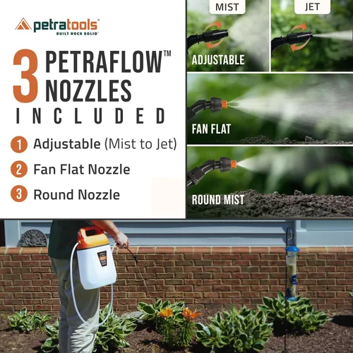 Vista 3 de Pulverizador alimentado por batería PetraTools EZ1 de 1 galón - Pulverizador eléctrico para césped y jardín para control de malezas/plagas, riego