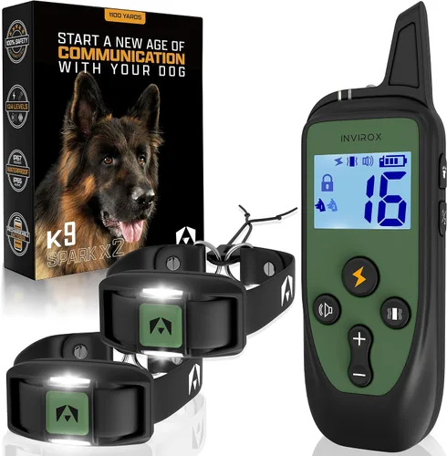 Vista 11 de INVIROX Collar de entrenamiento para perros con control remoto, collar de choque de 123 niveles para perros, rango de 1100 yardas, sistema
