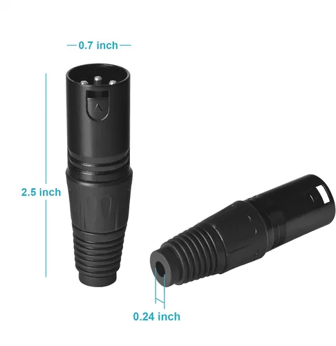 Vista 2 de Conector XLR macho de 3 pines para cables de serpiente de audio DMX (20 unidades)