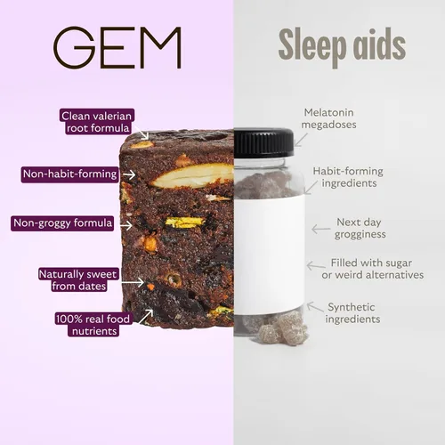 Vista 10 de GEM Ayuda para Dormir, Mordedura Nocturna, Paquete de 7, Sin Melatonina, L-Teanina, Magnesio, Extracto de Raíz de Valeriana Vegano y Sin Gluten