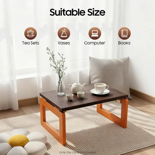 Vista 3 de DYRABREST Mesa de centro plegable, mesa de picnic baja portátil de madera, mesa plegable de té y aperitivos para desayuno, mesa de café plegable