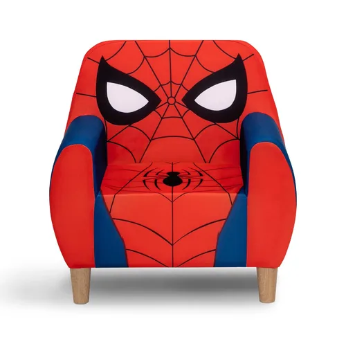 Vista 5 de Delta Children - Cama individual tapizada Marvel Spider-Man, rojo/azul y silla de espuma Marvel Spider-Man para niños, color rojo