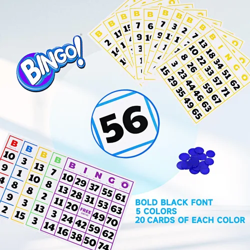 Vista 4 de GSE - Tarjetas de juego de bingo jumbo con números de fácil lectura, 100 hojas de bingo reutilizables
