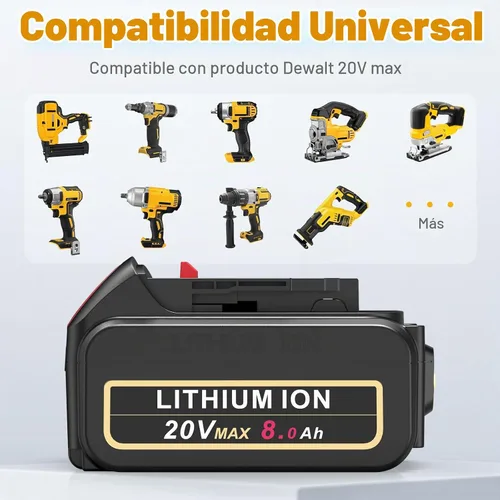 Vista 2 de ARyee Paquete de 4 baterías de repuesto de 20 V 8.0 Ah para Dewalt de 20 V compatibles con 20 V MAX DCB200 DCB201 DCB203, DCB204 DCB205 DCB206