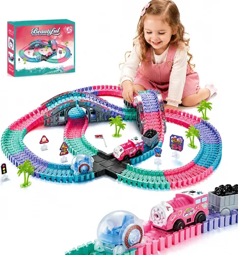 Vista 10 de Construction Race Track Set 235 Pcs Toy for Kids 3-8 Flexible DIY Road Toy