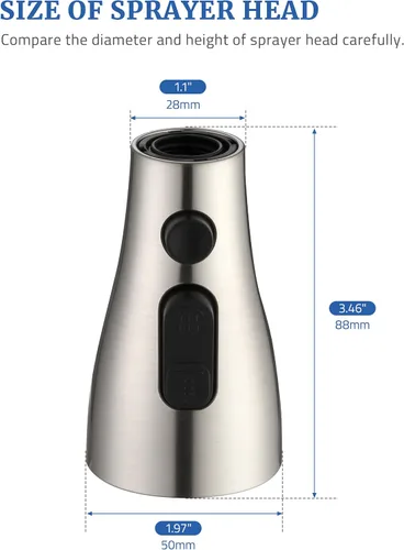 Vista 6 de Reemplazo del cabezal del rociador de grifo de cocina, cabezal rociador de grifo extraíble con 11 adaptadores, boquilla rociadora de grifo Níquel