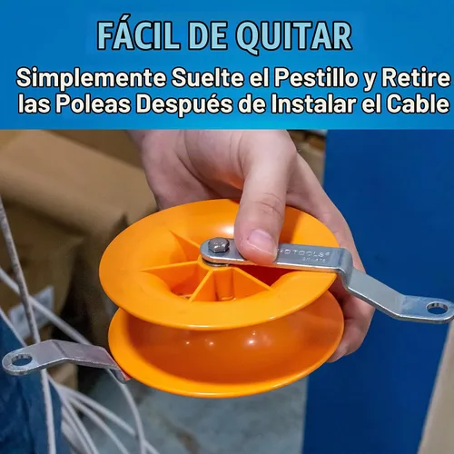 Vista 6 de Jonard Tools CP-475 Juego de poleas de cable (paquete de 2) para cables eléctricos, de red y coaxiales de bajo voltaje, instalación de cables
