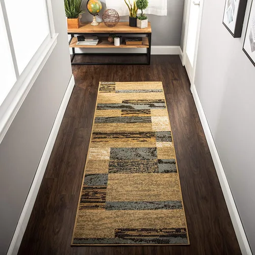 Vista 38 de Superior - Alfombra de pasillo, reverso de yute, moderna, geométrica, para dormitorio, oficina, sala de estar, entrada, suelo de madera dura