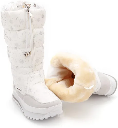 Vista 3 de DADAWEN - Botas de nieve para mujer, impermeables, con forro de piel