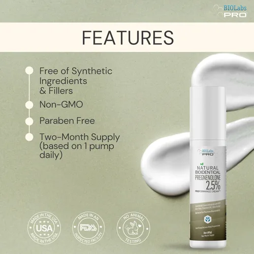 Vista 3 de BIOLABS PRO Pregnenolone, pregnenolona bioidéntica natural