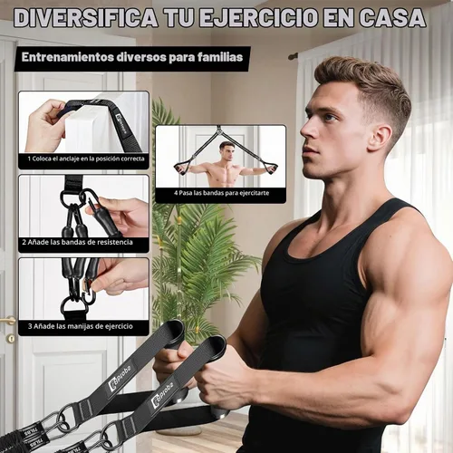 Vista 7 de Pull Up Assistance Bands Set, 300 lbs Max Heavy Duty Resistance Bands with Adjustable Strap, Non-Slip Handle & Door Anchor, Full Body Strength Negro