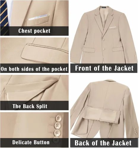 Vista 5 de Traje de 2 piezas para hombre de boda, esmoquin, chaqueta de baile de graduación, trajes ajustados de dos botones, vestido de boda, chaqueta