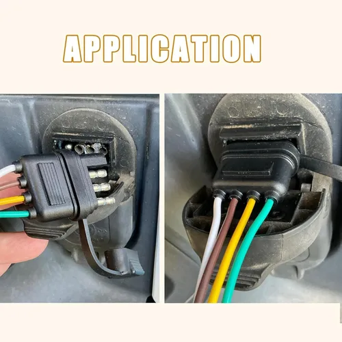 Vista 5 de 2 paquetes de 25 pulgadas, 4 vías, 18 AWG, 4 puntas, arnés de cableado para remolque, conector de repuesto de extremo macho para cable de enganche