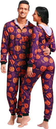 Vista 3 de frawirshau Pijama de Halloween para adultos, pijamas a juego para parejas, familia, pijamas a juego