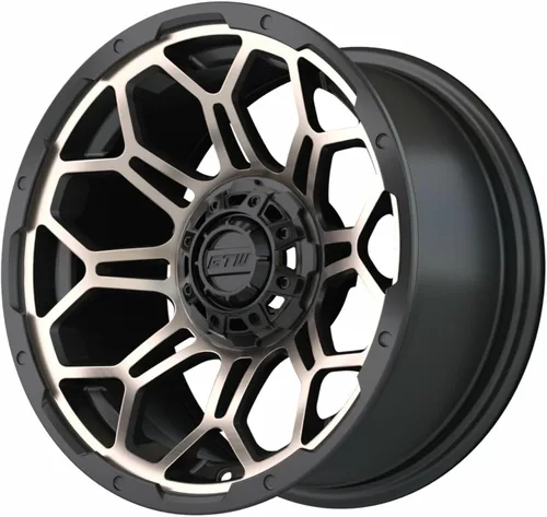 Vista 4 de GTW Bravo - Rueda de aluminio para carrito de golf de 14 pulgadas 14x7 Pernos 4-4 Offset 3:4 (bronce/negro)