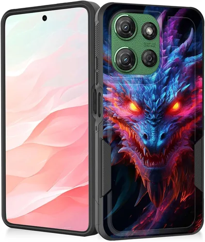 Vista 71 de Funda para Moto G Play 4G 2024, resistente de doble capa híbrida de policarbonato duro, goma suave, a prueba de golpes, funda protectora resistente