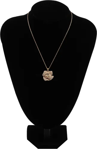 Vista 3 de Collar de diamantes de imitación, diseño de famosos camellia
