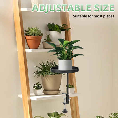 Vista 6 de AQQHSAIN 2 bandejas de abrazadera para alféizar de ventana, estantes de metal ajustables para plantas, soporte de 7.9 pulgadas, estantes flotantes