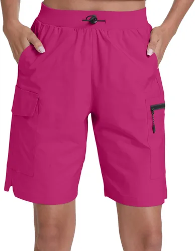 Vista 12 de Pantalones cortos de senderismo para mujer, de secado rápido, ligeros, para viajes, atletismo