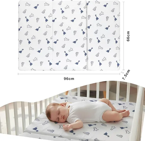 Vista 2 de Colchón triple Pack and Play de 38 x 26 x 3 pulgadas, colchón portátil para cuna para bebé, colchón de espuma viscoelástica suave Pack N Play
