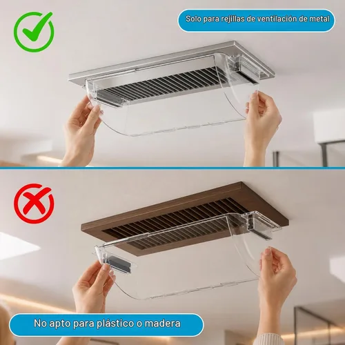 Vista 6 de Paquete de 2 deflectores de ventilación ajustables, deflector transparente de 9 a 15 pulgadas para registros de techo, piso, pared lateral (2)