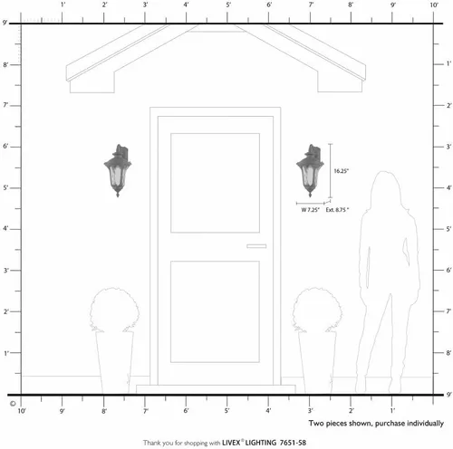 Vista 2 de Livex Lighting 7651-58 Oxford 1 luz Imperial bronce fundido linterna de pared de aluminio con vidrio de agua ámbar claro