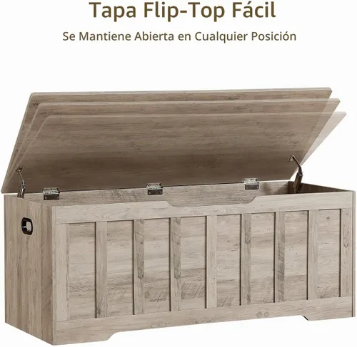 Vista 9 de VANKILEY Cofre de almacenamiento grande de 47.2", banco de almacenamiento Gris beige