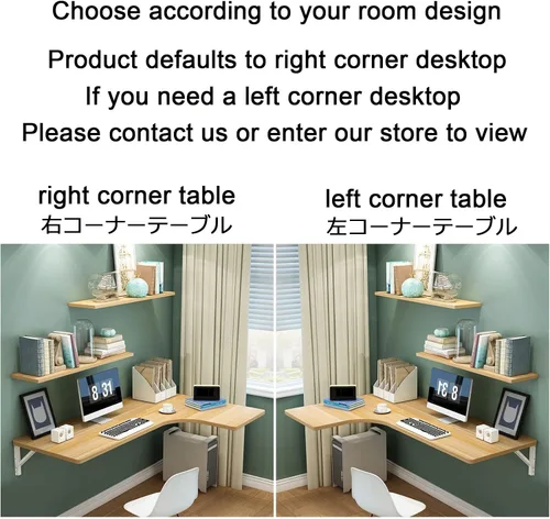 Vista 4 de LIGUOYI Escritorio flotante para pared de 28, 35, 39 pulgadas, mesa de pared estable y resistente en forma de L, escritorio de computadora