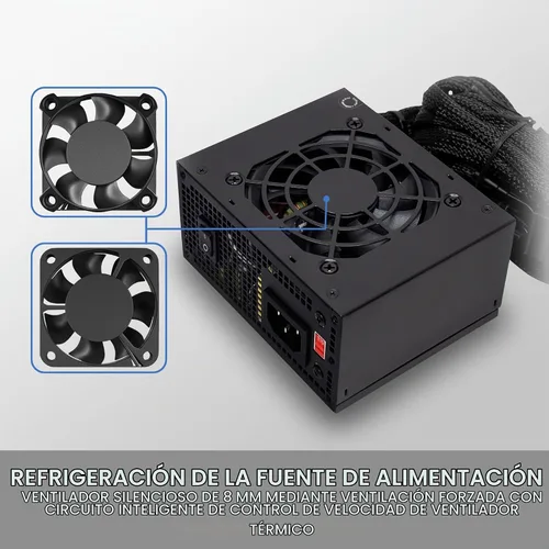 Vista 5 de APEVIA SFX-AP400W Mini ITX Solution / Micro ATX / SFX 400W Fuente de alimentación SFX Form Factor, 80mm Auto Thermal Fan, 400W SFX Power Supply