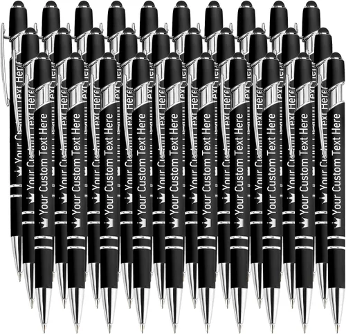 Vista 70 de STREADVE Bolígrafos personalizados personalizados con nombre grabado, logotipo, texto, bolígrafos de escritura suave, regalo personalizado para Negro