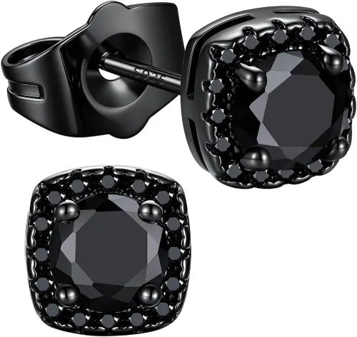 Vista 12 de Richsteel Aretes de circonita cúbica para hombre, postes de plata de ley Dorado Plateado