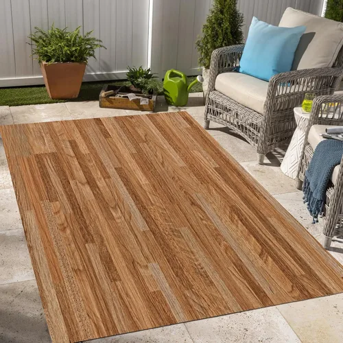 Vista 18 de Alfombra rústica con estampado de grano de madera marrón para interiores y exteriores, para balcón, porche, patio, terraza, patio, impermeable