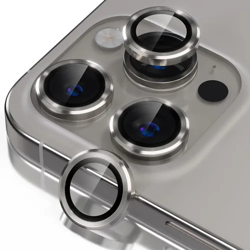 Vista 22 de Misea Compatible con iPhone 16 Pro/iPhone 16 Pro Max, protector de lente de cámara de vidrio templado Ultra-HD, protector de pantalla de anillo Negro