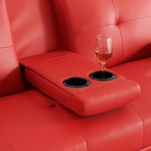 Vista 7 de Anwick Sofá futón de cuero moderno, sofá cama plegable convertible, sofá biplaza reclinable para espacios pequeños, apartamento, oficina