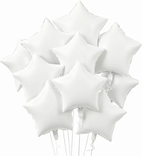 Vista 7 de BEISHIDA 30 globos azules de papel de aluminio de estrella de cuatro Cuatro Ángulos Estrella Azul