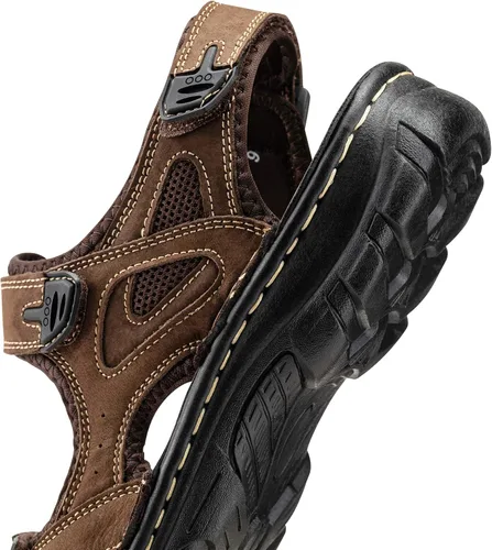 Vista 4 de Jousen Men's Sandals Leather Open Toe Beach Sandal Outdoor Summer Sport Sandals